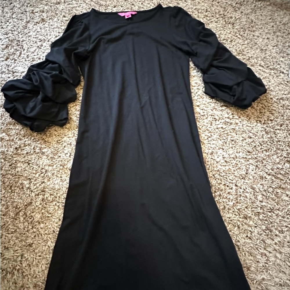 Lilly Pulitzer Black Dress with Ruffled Sleeves